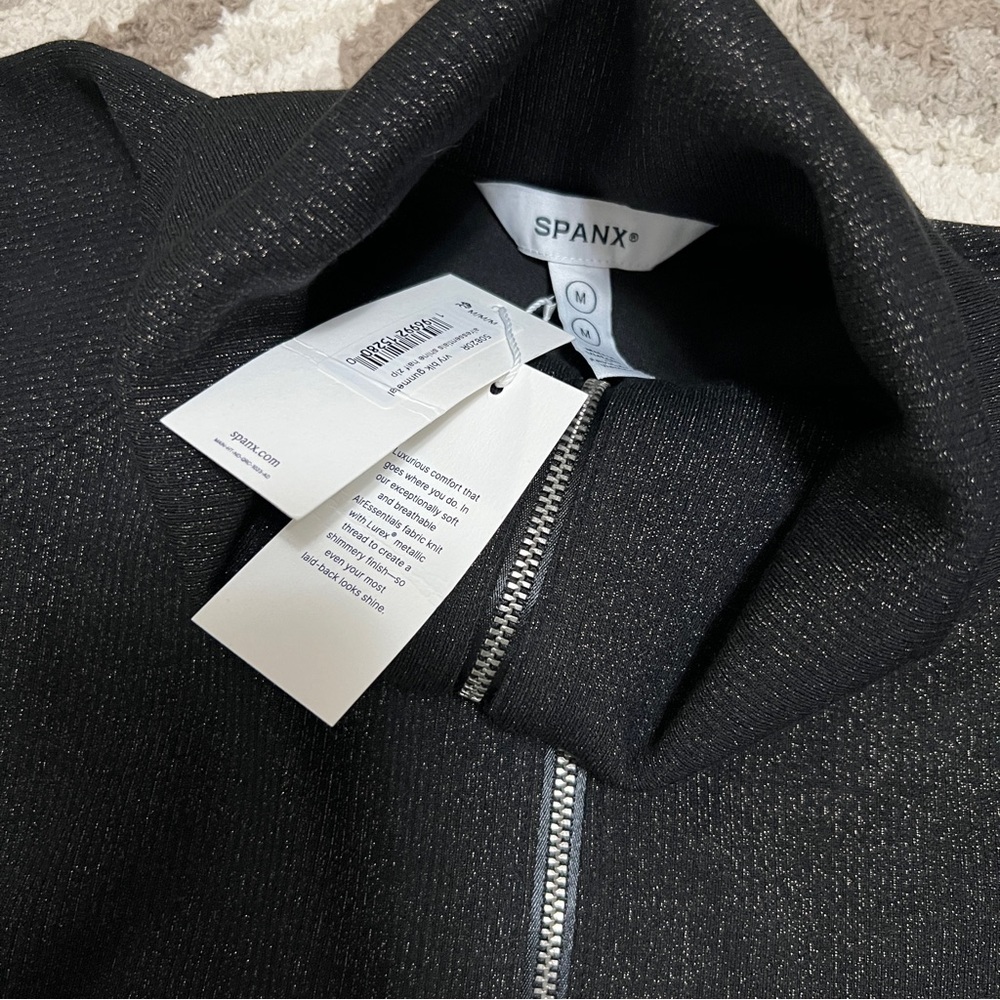 SPANX Black Wide-Leg Lounge Set with Half-Zip Pullover - Picture 8 of 9